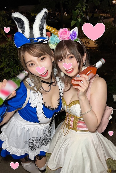 2022 Halloween The busiest night of the year in the city bustling with boobs rabbit and a cute unicorn