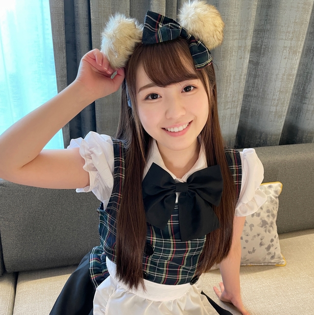 Mirai-chan who looks great as a maid is given a cleaning blow job after being creampied and semen is dripping from there