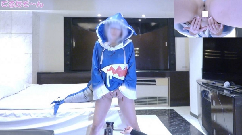 Slim thighs and big billy-chan and ENs Gaurugura-chan and shark-chan and masturbation edition with a thin vibrator and Zupozupo